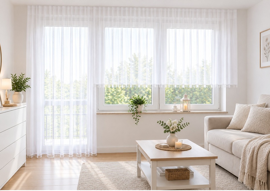 Komplet firan na balkon do pokoju z koralikami prosta Diana k. 350 4 Komplet firan na balkon do pokoju z koralikami prosta Diana k. 350